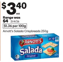 Woolworths Arnott's Salada Crispbreads offer
