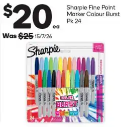 Woolworths Sharpie Fine Point Marker Colour Burst offer