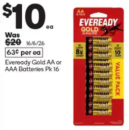 Woolworths Eveready Gold AA or AAA Batteries offer