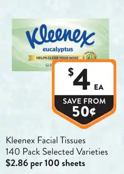 Foodworks Kleenex Facial Tissues offer