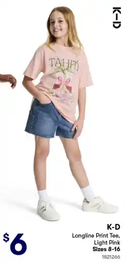 Woolworths K-D Longline Print Tee, Light Pink offer