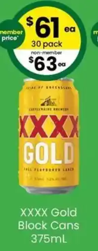 The Bottle O XXXX Gold Block Cans offer