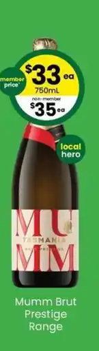 The Bottle O Mumm Brut Prestige Range offer