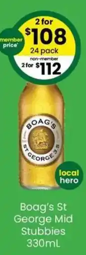 The Bottle O Boag's St George Mid Stubbies offer
