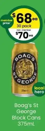 The Bottle O Boag's St George Block Cans offer