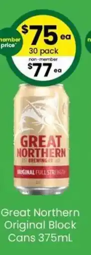 The Bottle O Great Northern Original Block Cans offer