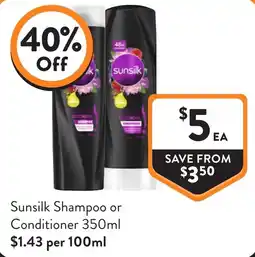 Foodworks Sunsilk Shampoo or Conditioner offer