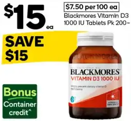 Woolworths Blackmores Vitamin D3 1000 IU Tablets offer