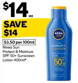 Woolworths Nivea Sun Protect & Moisture SPF 50+ Sunscreen Lotion offer