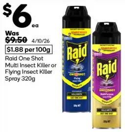 Woolworths Raid One Shot Multi Insect Killer or Flying Insect Killer Spray offer