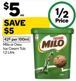 Woolworths Milo Ice Cream Tub offer
