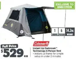 Anaconda Coleman Instant Up Darkroom Technology 6 Person Tent offer
