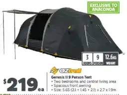 Anaconda Oztrail Genesis II 9 Person Tent offer