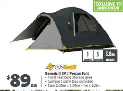 Anaconda Oztrail Genesis II 3V 3 Person Tent offer