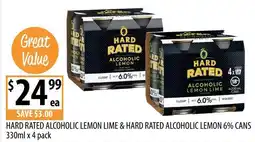 Supabarn Hard Rated Alcoholic Lemon Lime & Hard Rated Alcoholic Lemon offer