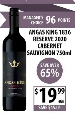 Supabarn Angas King 1836 Reserve 2020 Cabernet Sauvignon offer