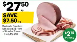 Woolworths Bertocchi Premium Boneless Leg Ham offer