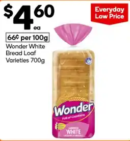 Woolworths Wonder White Bread Loaf Varieties offer