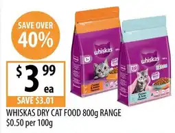 Supabarn Whiskas Dry Cat Food 800g Range offer