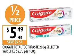 Supabarn Colgate Total Toothpaste offer