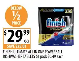 Supabarn Finish Ultimate All In One Powerball Dishwasher Tablets offer