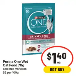 IGA Purina One Wet Cat Food 70g Selected Varieties offer
