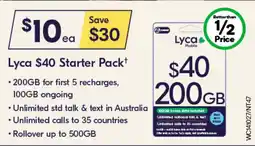 Woolworths Lyca $40 Starter Pack offer