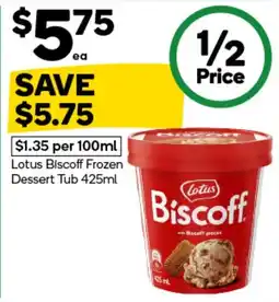 Woolworths Lotus Biscoff Frozen Dessert Tub offer