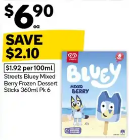 Woolworths Streets Bluey Mixed Berry Frozen Dessert Sticks offer