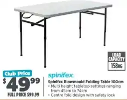 Anaconda spinifex Blowmould Folding Table 100cm offer