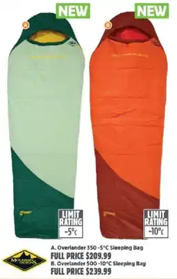 Anaconda Mountain Designs Overlander 350 Sleeping Bag offer