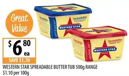 Supabarn Western Star Spreadable Butter Tub offer