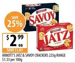 Supabarn Arnott's Jatz & Savoy Crackers offer