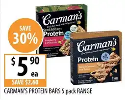 Supabarn Carman's Protein Bars 5 pack Range offer