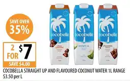 Supabarn Cocobella straight up and flavoured coconut water 1L range offer