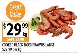 Supabarn Cooked Black Tiger Prawns Large offer