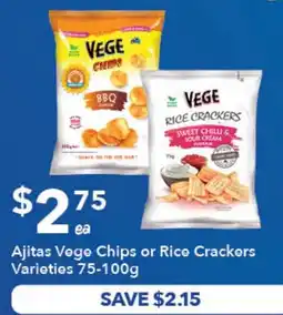 Ritchies Ajitas Vege Chips or Rice Crackers Varieties offer