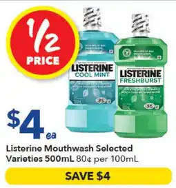 Ritchies Listerine Mouthwash Selected Varieties offer
