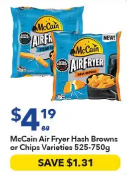 Ritchies McCain Air Fryer Hash Browns or Chips Varieties offer