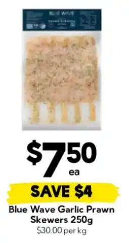 Drakes Blue Wave Garlic Prawn Skewers offer