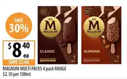 Supabarn Magnum Multi Packs 4 pack Range offer