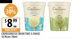 Supabarn Cremissimo Ice Cream Tubs 1L Range offer