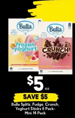 Drakes Bulla Splits, Fudge, Crunch, Yoghurt Sticks 8 Pack- Mini 14 Pack offer