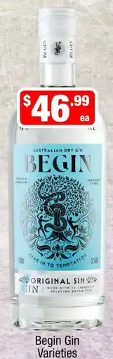 Liquor Stax Begin Gin Varieties offer
