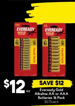 Drakes Eveready Gold Alkaline AA or AAA Batteries offer