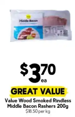 Drakes Value Wood Smoked Rindless Middle Bacon Rashers offer