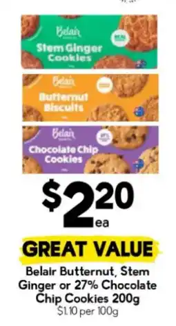 Drakes Belair Butternut, Stem Ginger or 27% Chocolate Chip Cookies offer