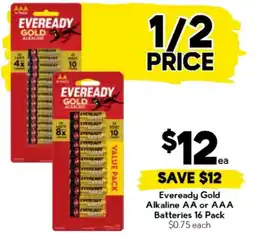 Drakes Eveready Gold Alkaline AA or AAA Batteries offer