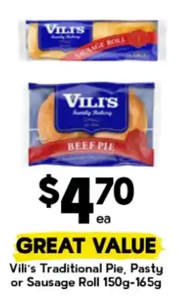 Drakes Vili's Traditional Pie, Pasty or Sausage Roll offer