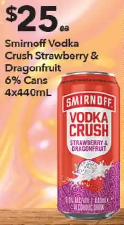 Ritchies Smirnoff Vodka Crush Strawberry & Dragonfruit offer